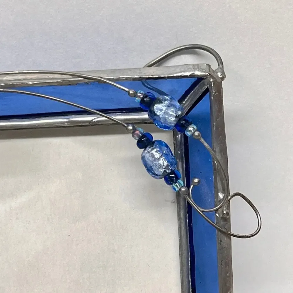 Handcrafted Cobalt Blue Stained Glass Picture Frame